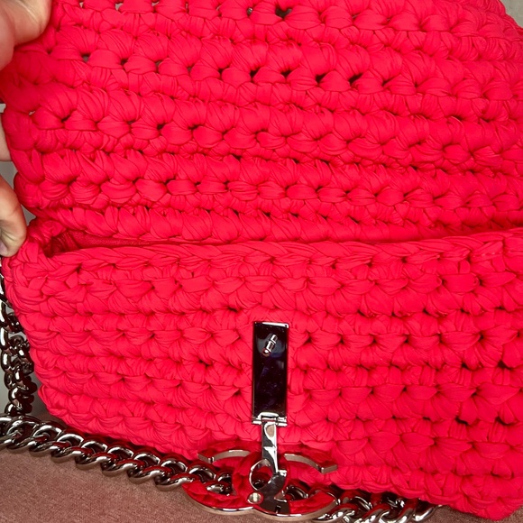 Chanel Classic Flap Coral Crochet Collectors Coral/Red Cloth Shoulder Bag - Picture 2 of 4